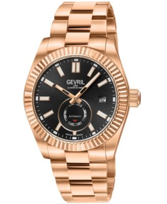 Gevril Men's Swiss Made West Village Swiss Automatic IP Rose Stainless Steel Bracelet Watch
