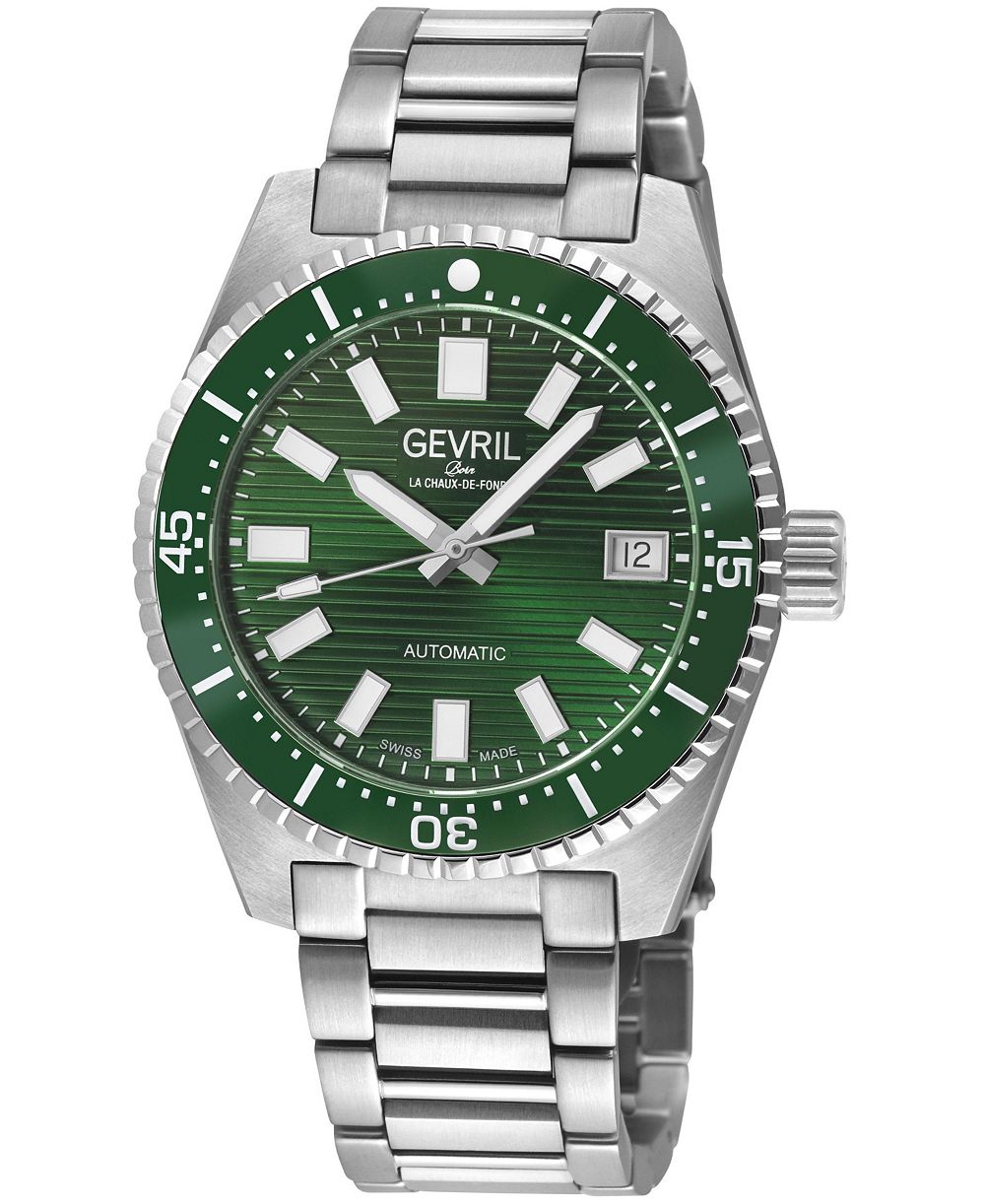 Gevril Men's Swiss Made Atlantic Avenue Swiss Automatic Silver Stainless Steel Bracelet Watch