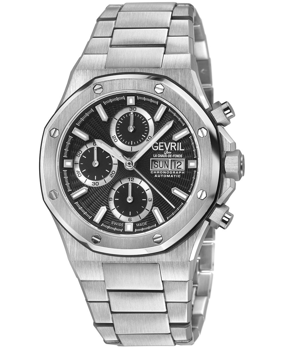 Gevril Мужские швейцарские часы Kingsgate Silver Stainless Steel Automatic