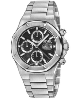 Gevril Men's Swiss Made Kingsgate Swiss Automatic Silver Stainless Steel Bracelet Watch