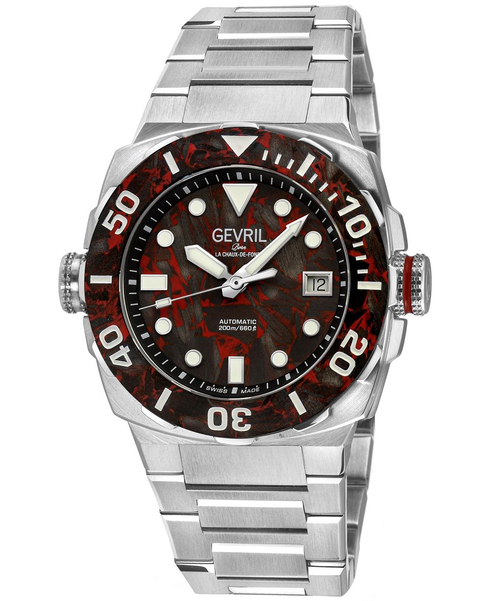 Мужские швейцарские часы Gevril Fortuna Silver Stainless Steel