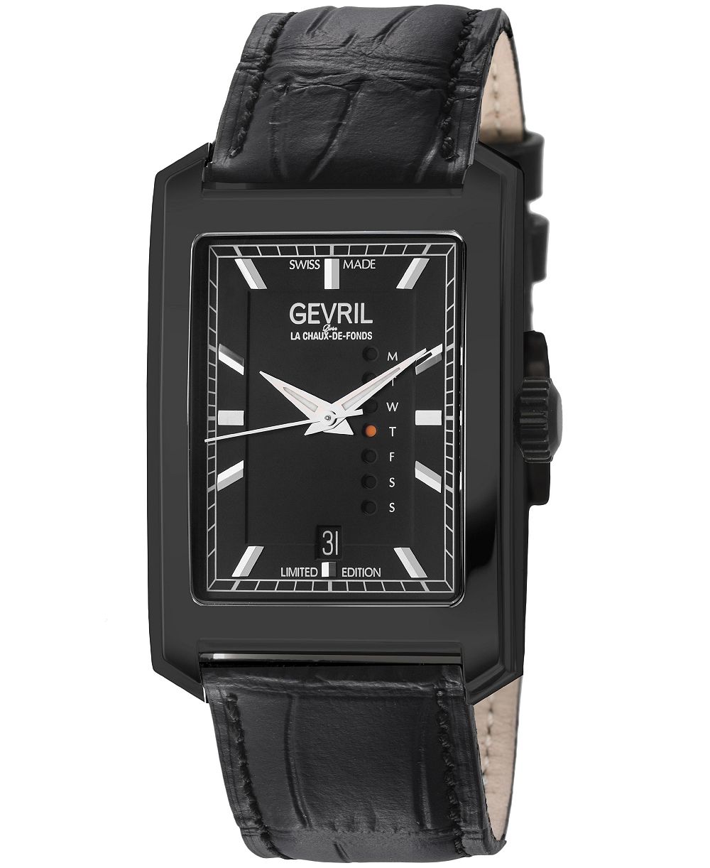 Gevril Men's Swiss Made Manhattanhenge Swiss Automatic Italian Leather Strap Watch