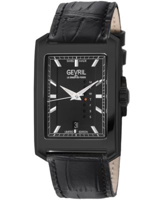 Gevril Men's Swiss Made Manhattanhenge Swiss Automatic Italian Leather Strap Watch