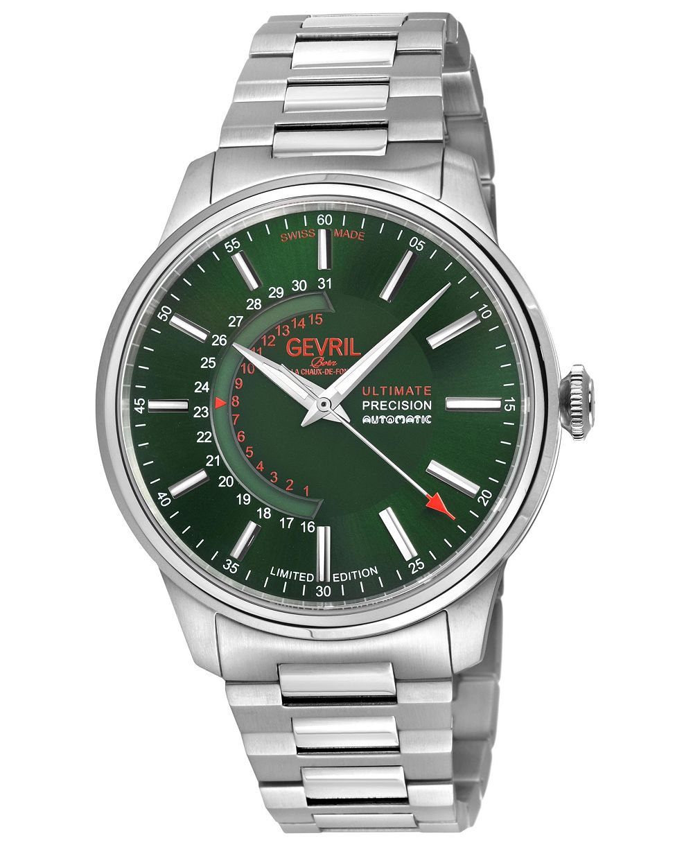 Мужские часы Gevril Swiss Made Guggenheim Silver Stainless Steel Bracelet