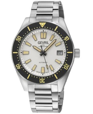 Gevril Men's Swiss Made Mariner Row Swiss Automatic Silver Stainless Steel Bracelet Watch