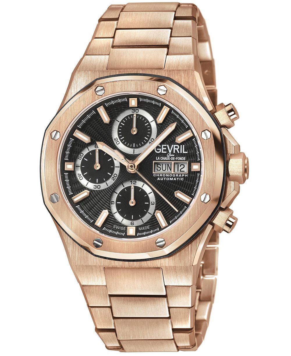 Мужские часы Gevril Kingsgate Swiss Automatic IP Rose Stainless Steel