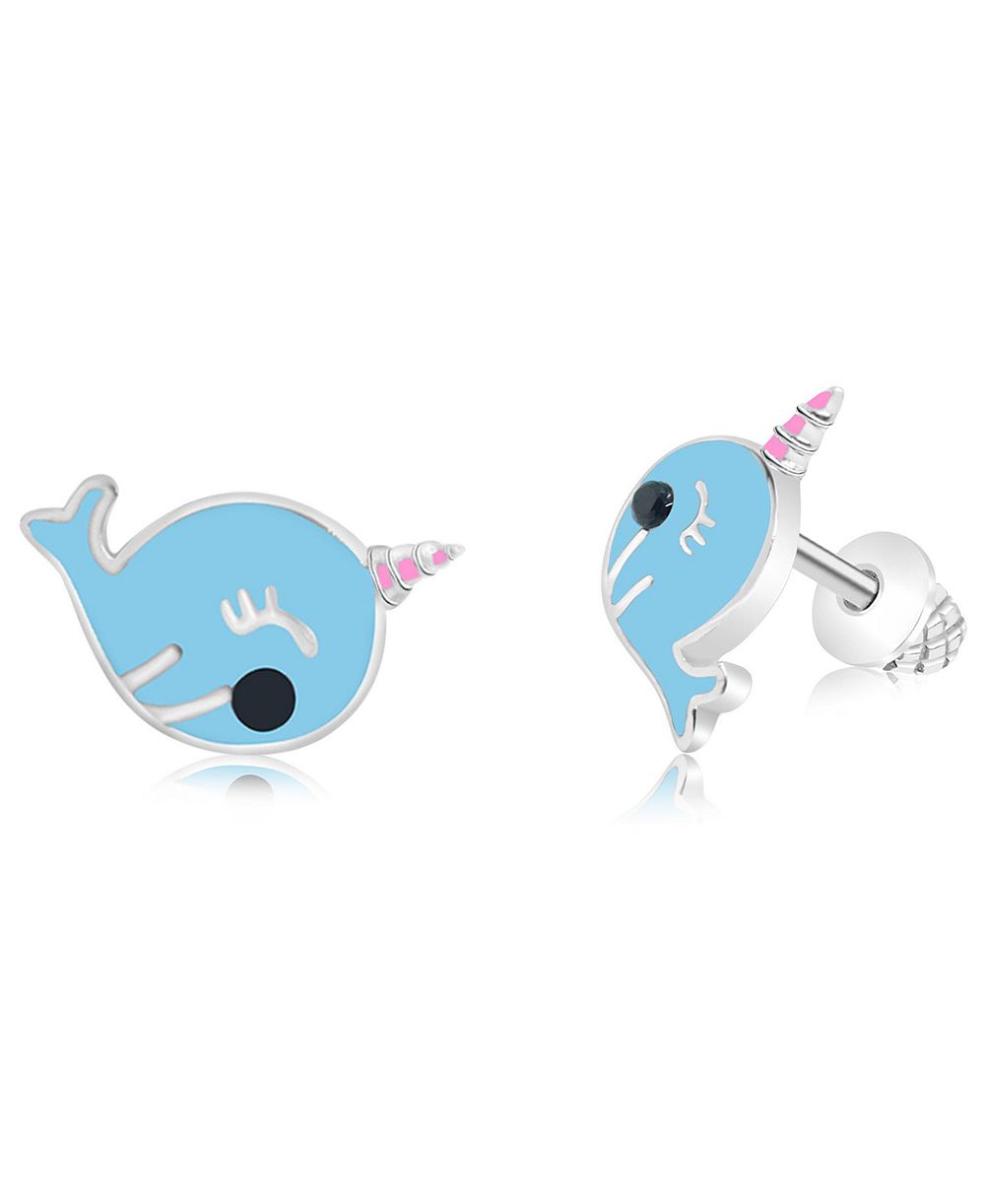 Детские гипоаллергенные серьги Chanteur Narwhal для девочек с титановыми застежками