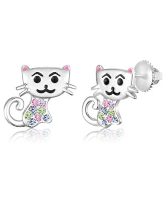 Chanteur Kids Cat Hypoallergenic Earrings for Girls with Surgical Titanium Screwbacks