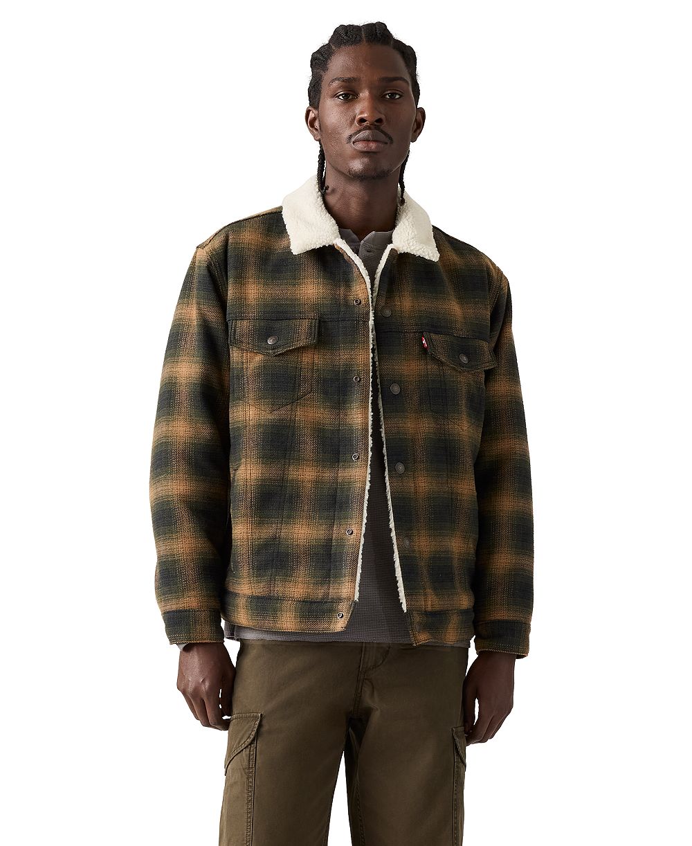 Levi's® Men's Scottie Regular-Fit Plaid Sherpa-Lined Trucker Jacket
