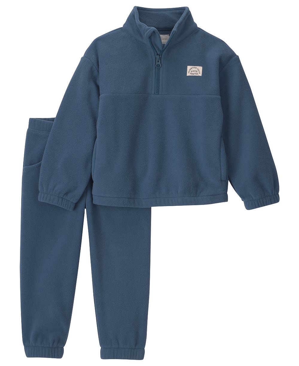 Детский комплект Carter's для мальчиков 2T-5T: флисовая кофта с длинным рукавом и четвертьзастёжкой и штаны с принтом Little Planet
