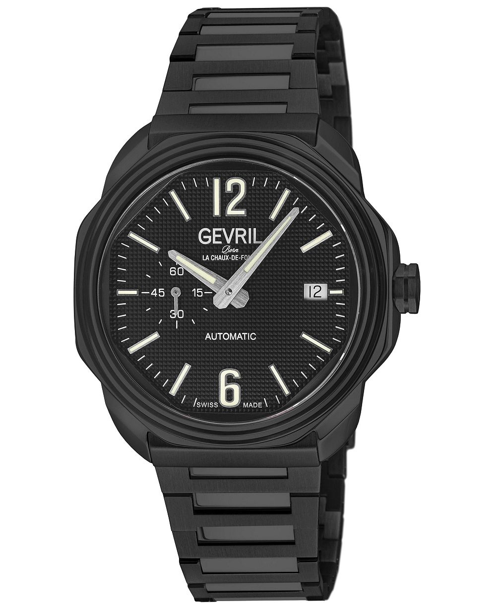 Мужские часы Gevril Swiss Made Roosevelt Automatic IP Black Stainless Steel