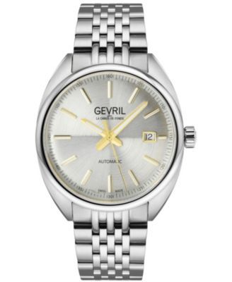 Gevril Men's Swiss Made Five Points Swiss Automatic Silver Stainless Steel Bracelet Watch
