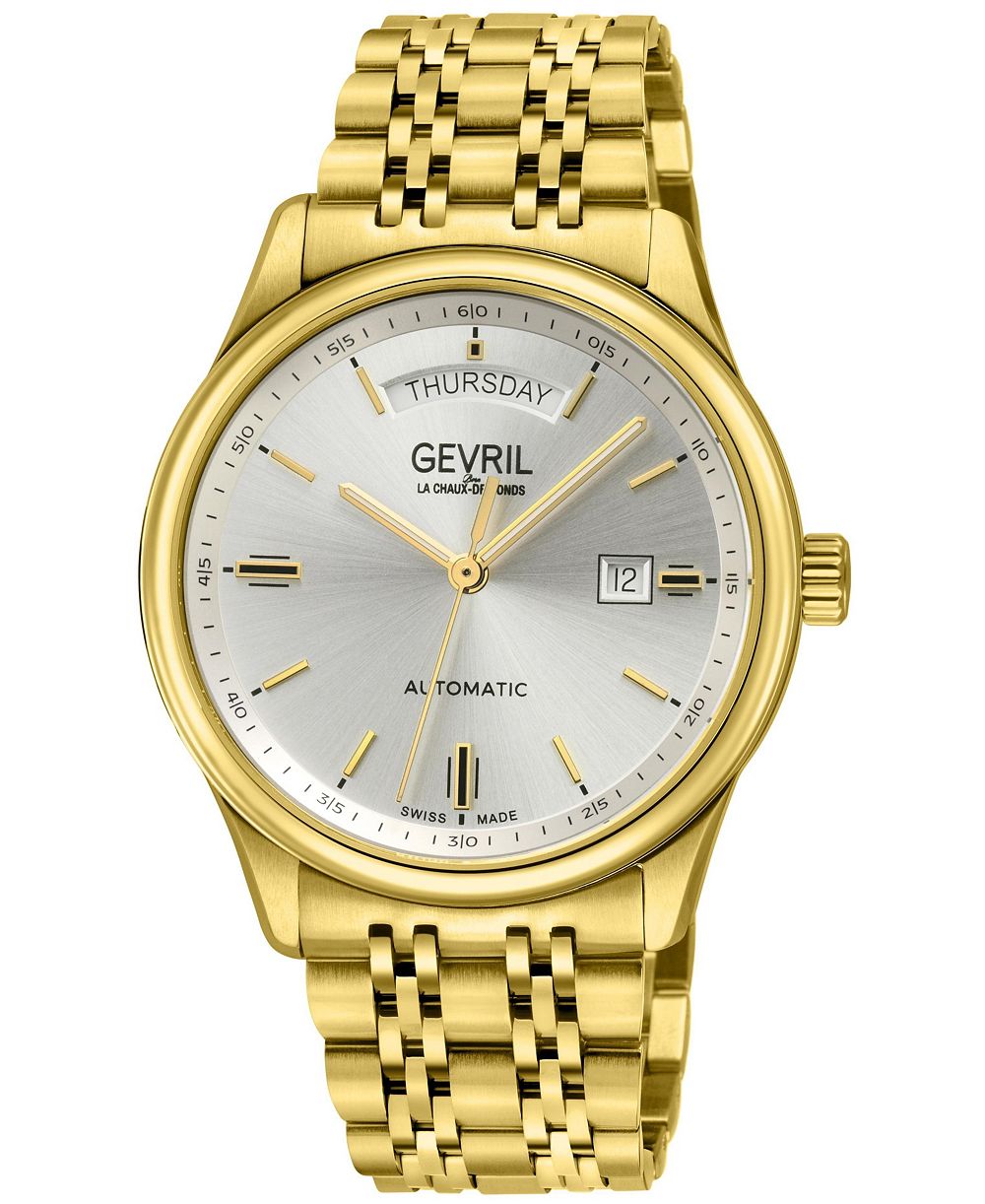 Мужские швейцарские часы Gevril Excelsior Swiss Automatic IP Stainless Steel Bracelet