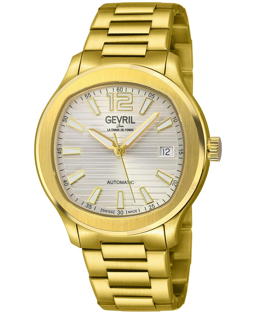 Gevril Men's Swiss Made Stuyvesant Swiss Automatic IP Stainless Steel Bracelet Watch