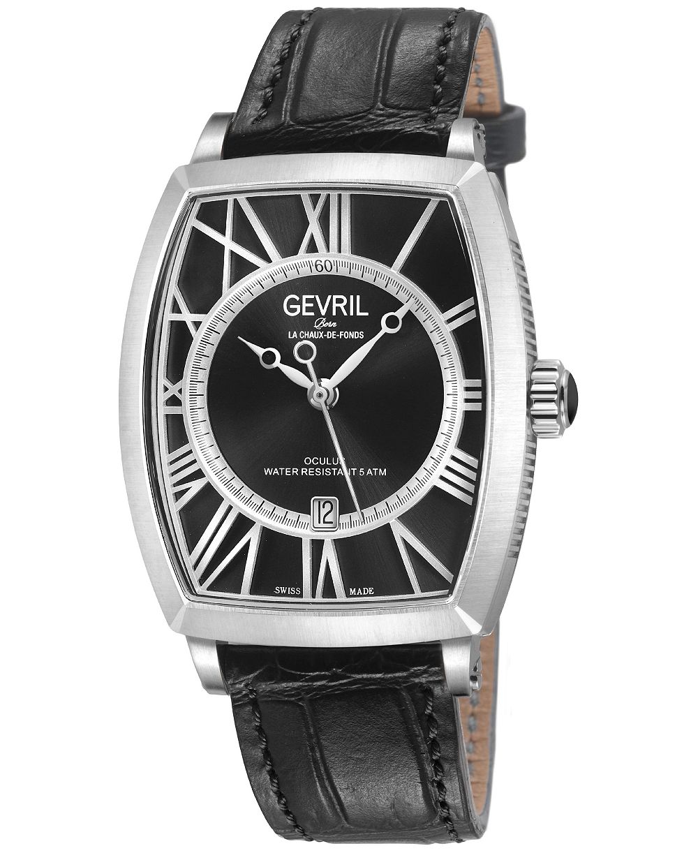 Gevril Men's Swiss Made Oculus Swiss Automatic  Italian Leather Strap Watch