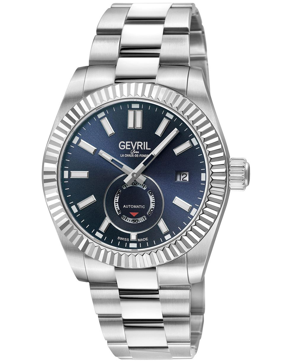 Мужские часы Gevril Swiss Made West Village Automatic Silver Stainless Steel Bracelet