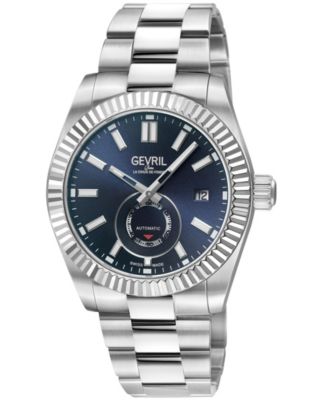 Gevril Men's Swiss Made West Village Swiss Automatic Silver Stainless Steel Bracelet Watch