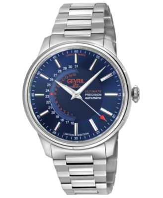 Мужские швейцарские часы Gevril Guggenheim Swiss Automatic Silver Stainless Steel Bracelet