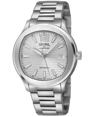 Gevril Men's Swiss Made Stuyvesant Swiss Automatic Silver Stainless Steel Bracelet Watch