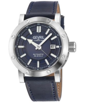 Мужские швейцарские часы Gevril Flat Iron Swiss Automatic с кожаным ремешком