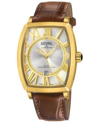Мужские часы Gevril Swiss Made Oculus Swiss Automatic Brown Italian Leather Strap