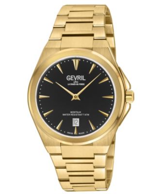 Gevril Men's Swiss Made Montauk Swiss Quartz IP Stainless Steel Bracelet Watch