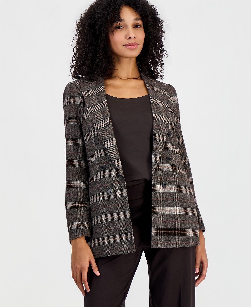 Bar III Women's Plaid Double-Breasted Blazer, Macy's Exclusive