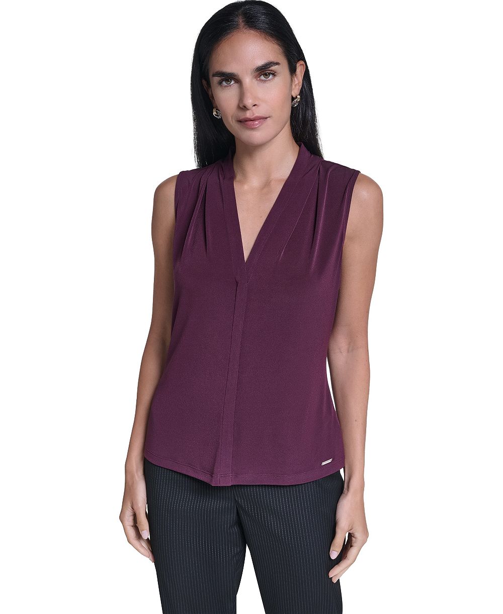 Calvin Klein Women's Sleeveless V-Neck Blouse