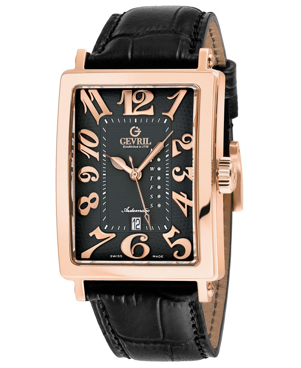 Мужские часы Gevril Swiss Made Avenue of Americas Swiss Automatic Italian Leather Strap