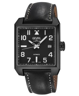 Gevril Men's Swiss Made Herald Square Swiss Automatic Italian Leather Strap Watch