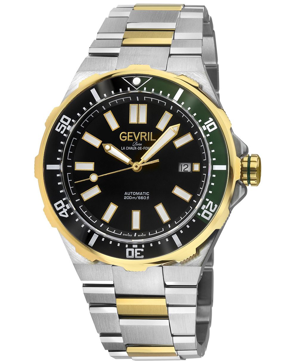 Gevril Men's Swiss Made Ticonic Swiss Automatic Two tone Stainless Steel Bracelet Watch