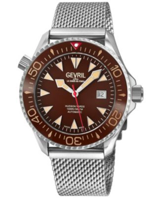 Gevril Men's Swiss Made Hudson Yards Swiss Automatic Silver Stainless Steel Mesh Band Watch