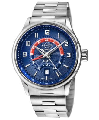 GV2 by Gevril Men's Swiss Made Giromondo Swiss Quartz Silver Stainless Steel Bracelet Watch
