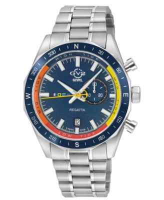 GV2 by Gevril Men's Swiss Made Regatta Swiss Quartz Silver Stainless Steel Bracelet Watch