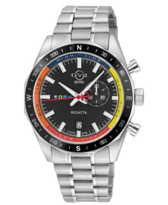 GV2 by Gevril Men's Swiss Made Regatta Swiss Quartz Silver Stainless Steel Bracelet Watch