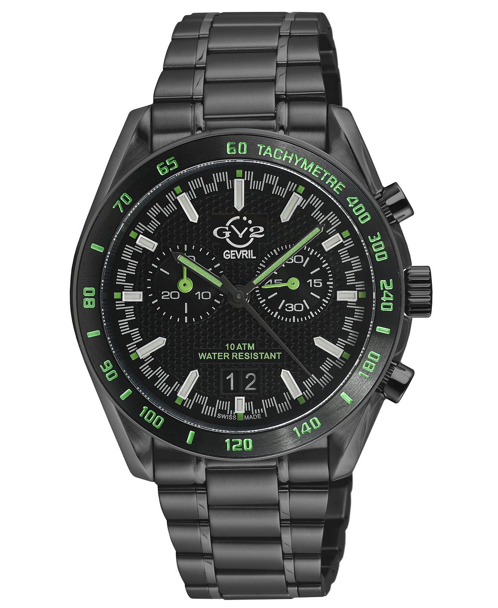 GV2 by Gevril Men's Swiss Made Freccia Swiss Quartz IP Stainless Steel Bracelet Watch