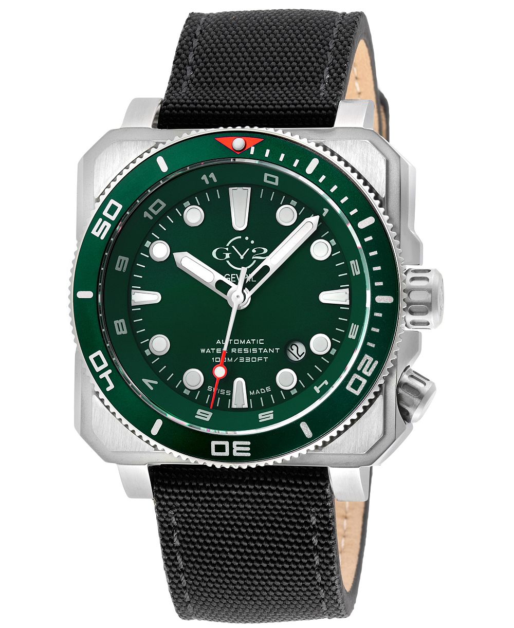 GV2 by Gevril Men's Swiss Made XO Submarine Swiss Automatic Canvas Strap Watch