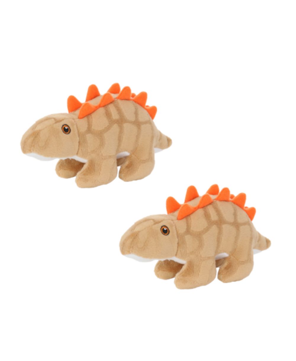 Mighty Jr Dinosaur Stegosaurus 2 Pack, Durable Plush Squeaky Dog Toy