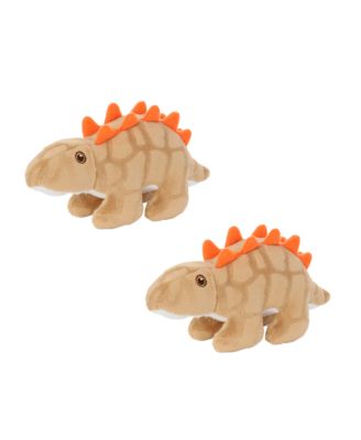 Mighty Jr Dinosaur Stegosaurus 2 Pack, Durable Plush Squeaky Dog Toy