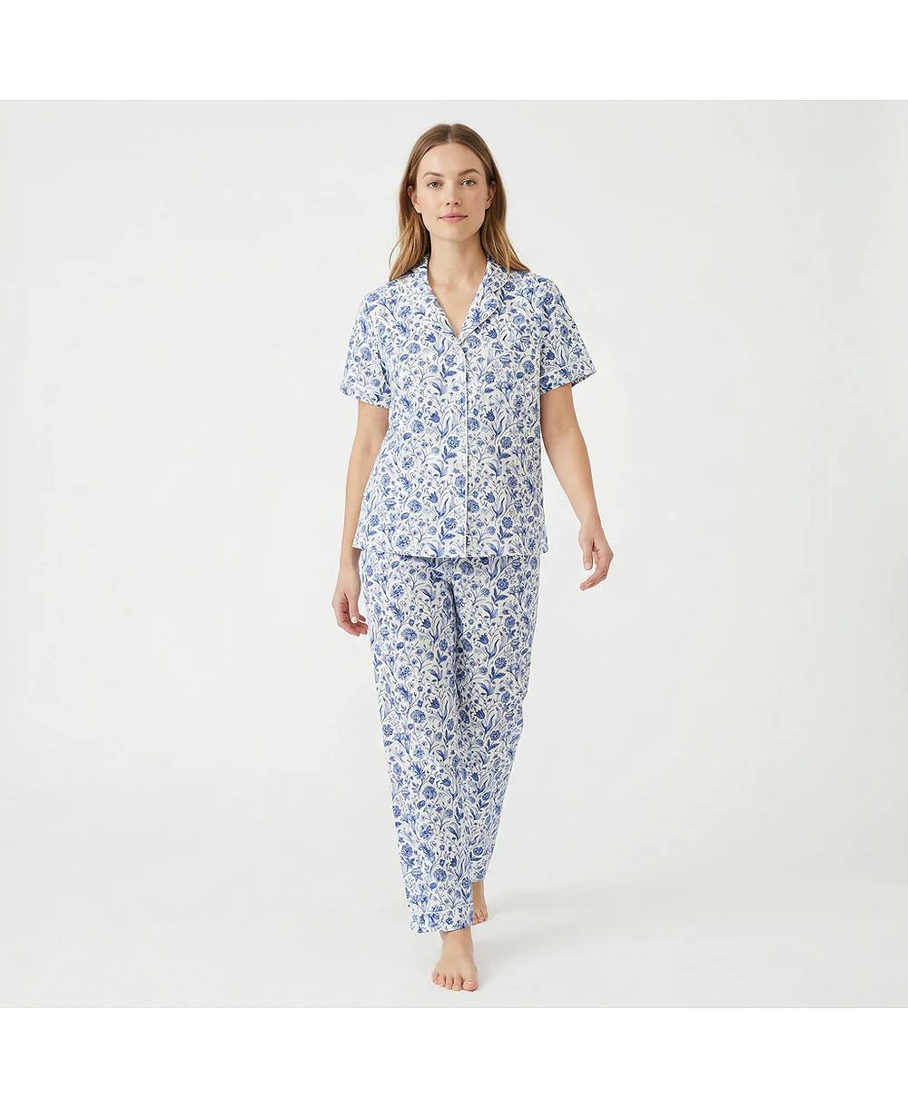 Motette Women's Porcelain Vine Viscose from Bamboo-Blend Floral Short-Sleeve Pajama Set