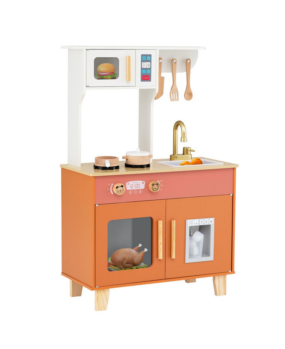 SUGIFT Kids Play Kitchen with Microwave and Rotation Knobs for Girls Boys Aged 3-6