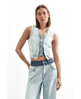 Desigual Women's Denim V-Neck Sleeveless Vest