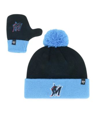 Детский комплект шапка и варежки '47 Brand Black Miami Marlins Bam Cuffed Knit с помпоном