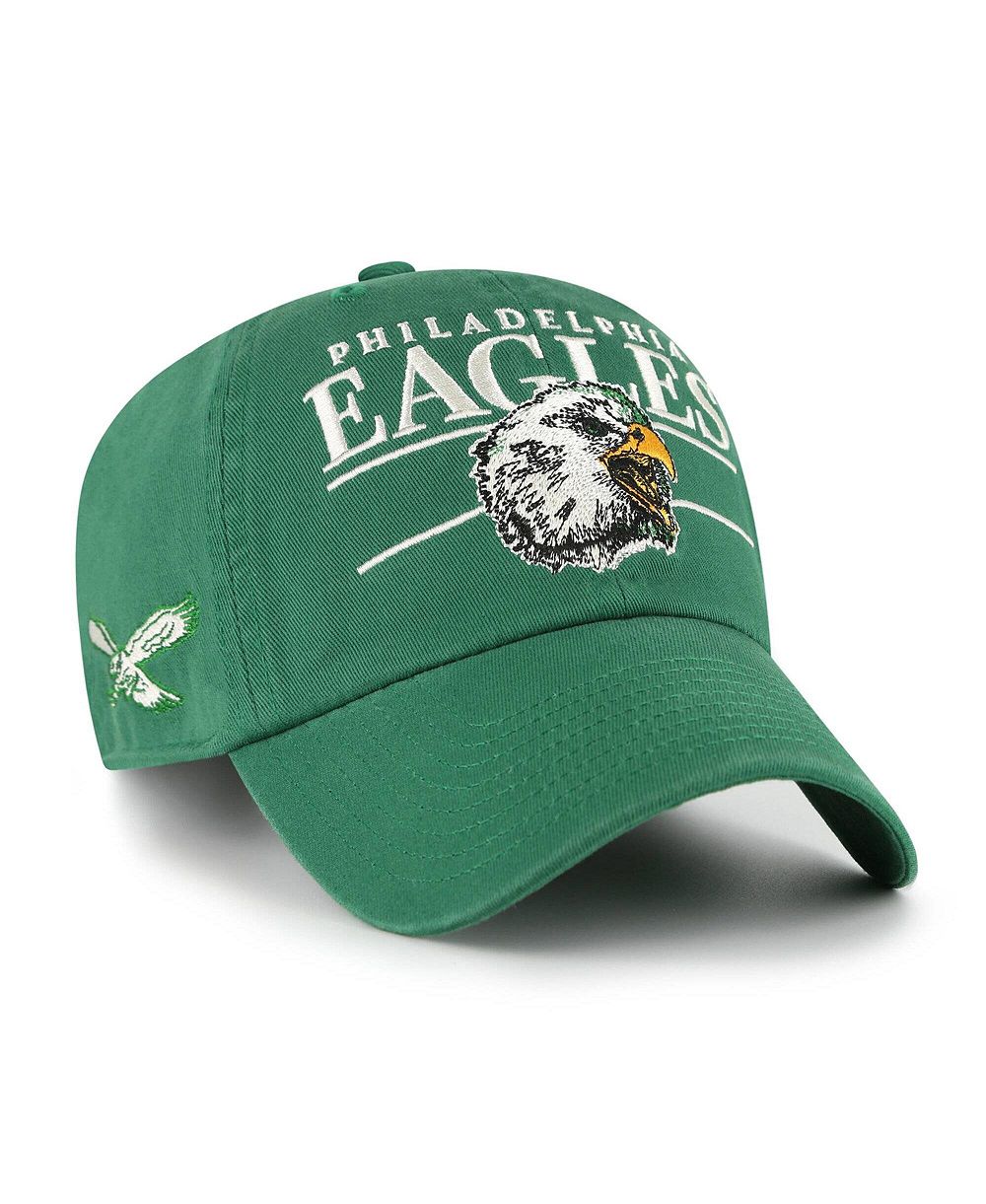 Мужская кепка '47 Brand Kelly Green Philadelphia Eagles Throwback Graphic Clean Up Adjustable