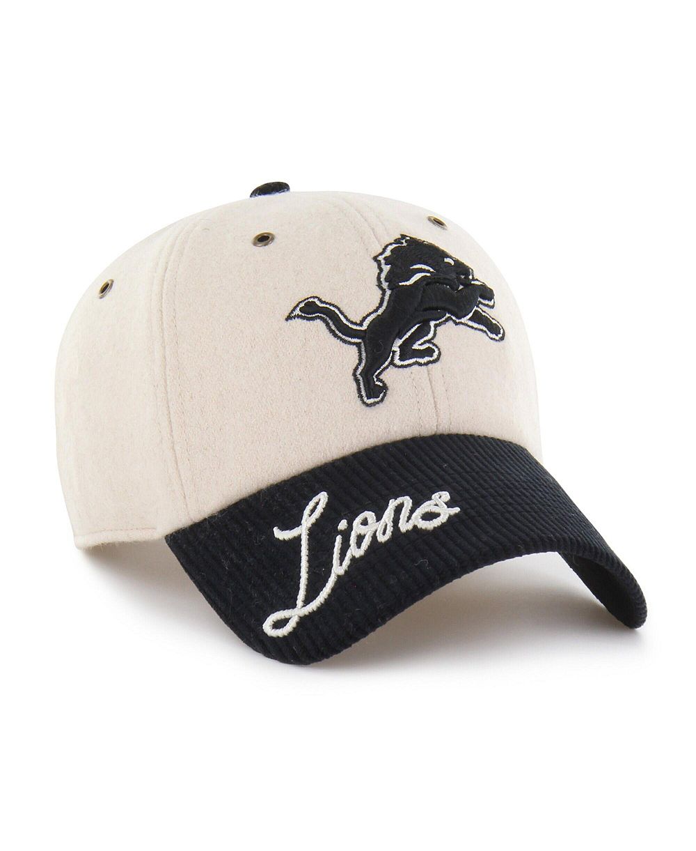 Женская кепка '47 Brand Natural/Black Detroit Lions Rope Script Clean Up Adjustable