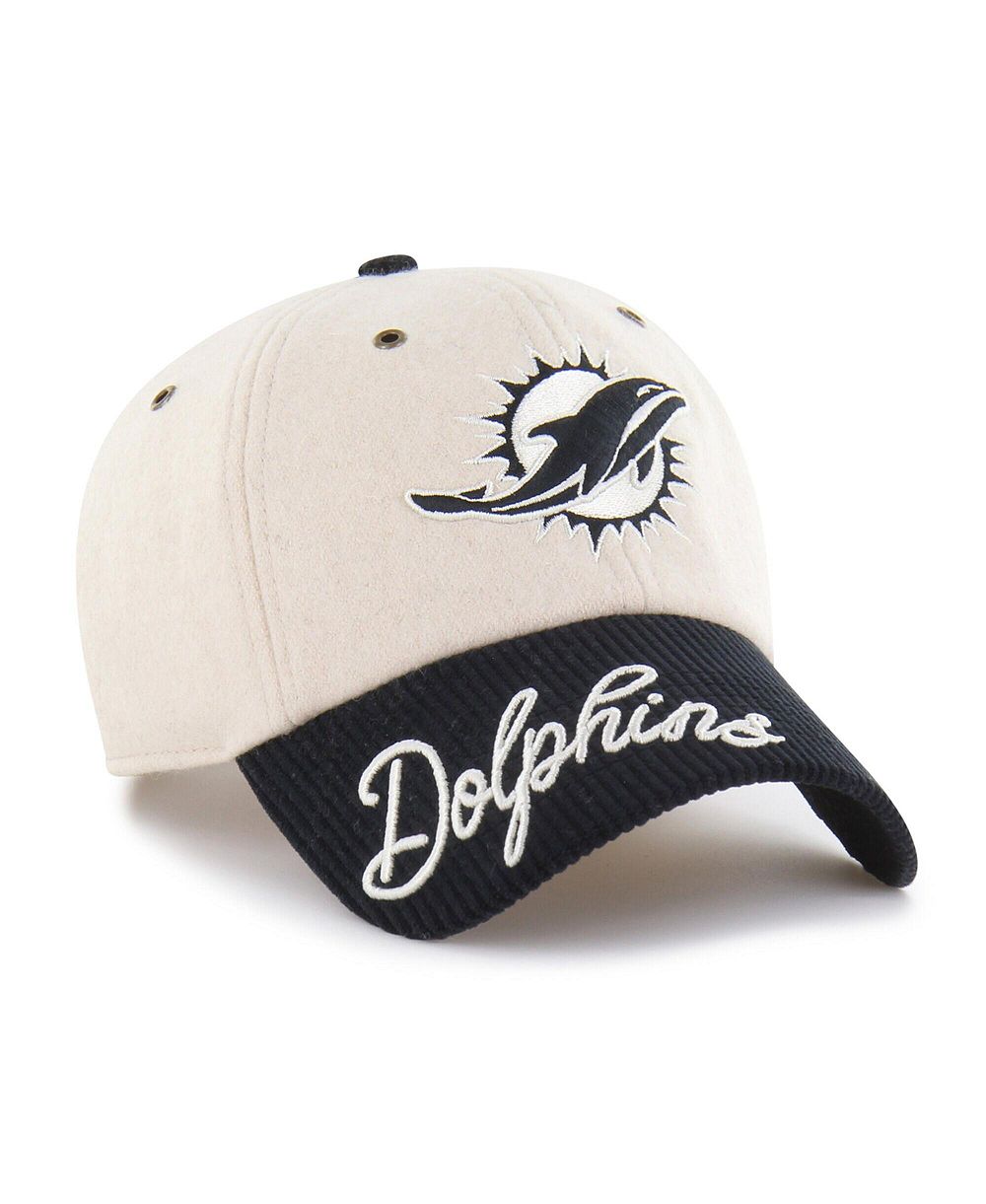 Женская регулируемая кепка '47 Brand Natural/Black Miami Dolphins Rope Script Clean Up