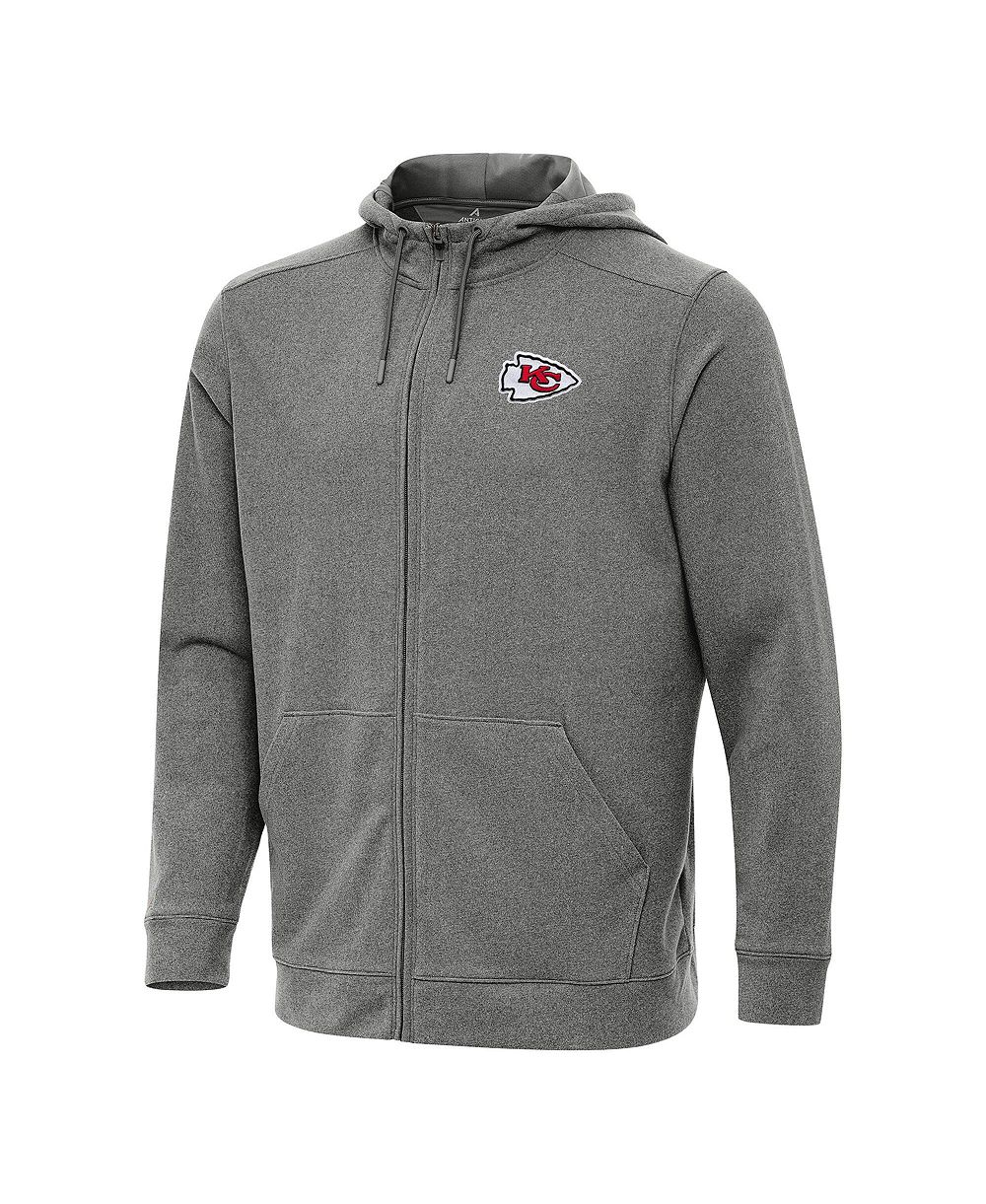 Мужское худи на молнии Antigua Kansas City Chiefs Effortless в цвете Heather Black