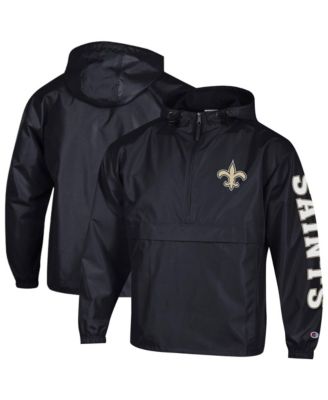 Мужская ветровка Champion с капюшоном и полумолнией, черная, New Orleans Saints