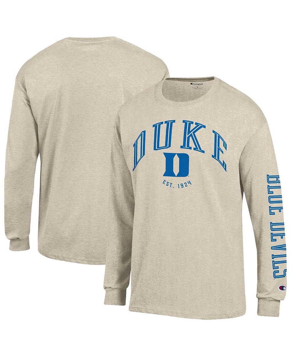 Футболка Champion Men's Heather Oatmeal Duke Blue Devils Long-Sleeve