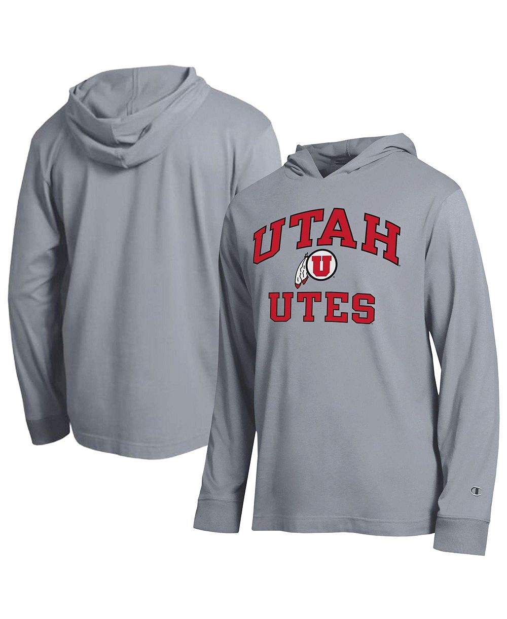 Мужская футболка Champion Heather Gray Utah Utes High Motor All-Star Long Sleeve Hooded